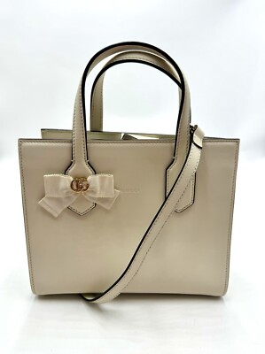 Auth Gucci Small Marmot Limited Edition Ivory Leather 2way Tote Bag Preloved Ex+