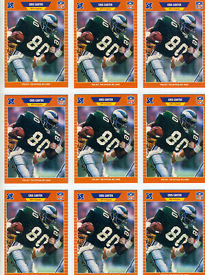 1989 Pro Set Chris Carter Rookie Football 9 Card Lot HOF Gradeable Eagles . rookie card picture