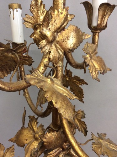 Candelabra 7-Candle Gilt Metal/Wood Made in Italy 28.75