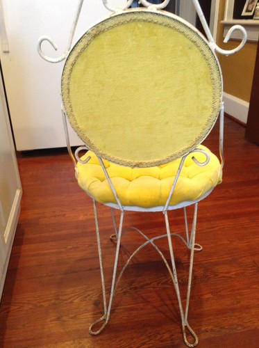 Vintage Chair Wire Metal 1950 Yellow