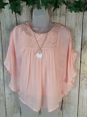 Ally B Girls Blouse Size XL 16 Gauze Top Flutter Sleeve Blouse Rose Lined New!