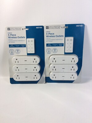 Lot Of 2 Utilitech Remote Control Outlet 3-Pack 15-Amp Tamper Resistant White