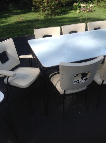 Woodard Wrought Iron Patio Furniture Table Sideboard Chairs Mid Century MCM