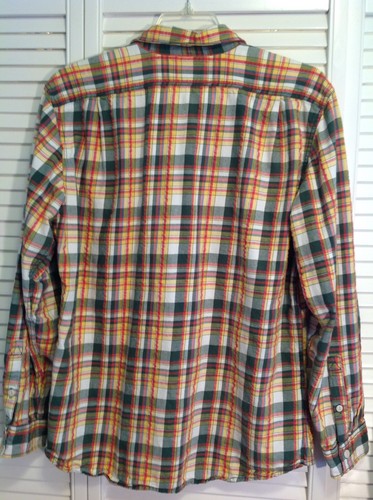 Lot Of 2 Eddie Bauer Men's Flannel Shirt Size Large 100% Cotton Green/Red Plaid