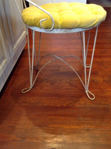 Vintage Chair Wire Metal 1950 Yellow