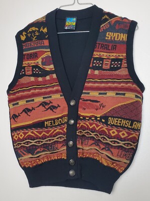 Emaroo Australia Pure New Wool Sweater Vest Kangaroo Small 3D Knit
