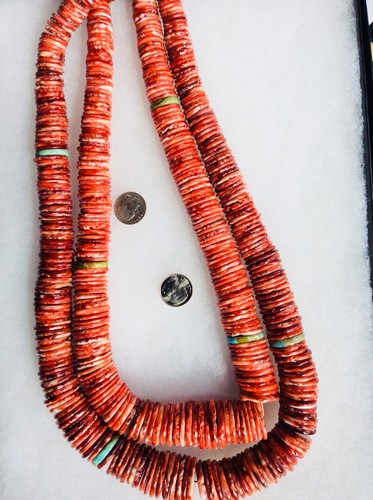 Huge Spiny Oyster Disc Red Beads 22 Inch Strand  8-22 MM Graduated