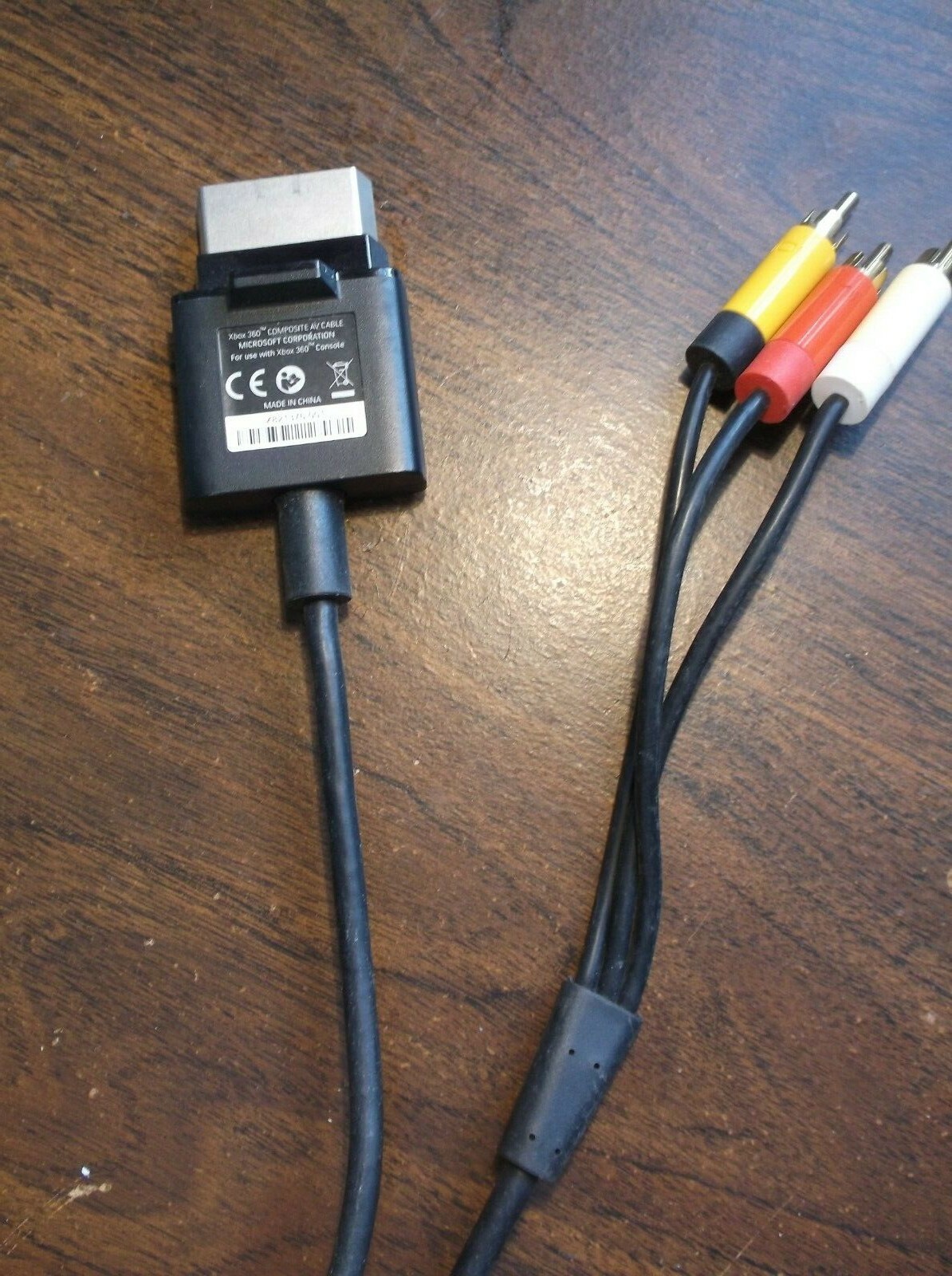 Genuine Microsoft OEM Composite AV Audio Video RCA Cable For Xbox 360 black