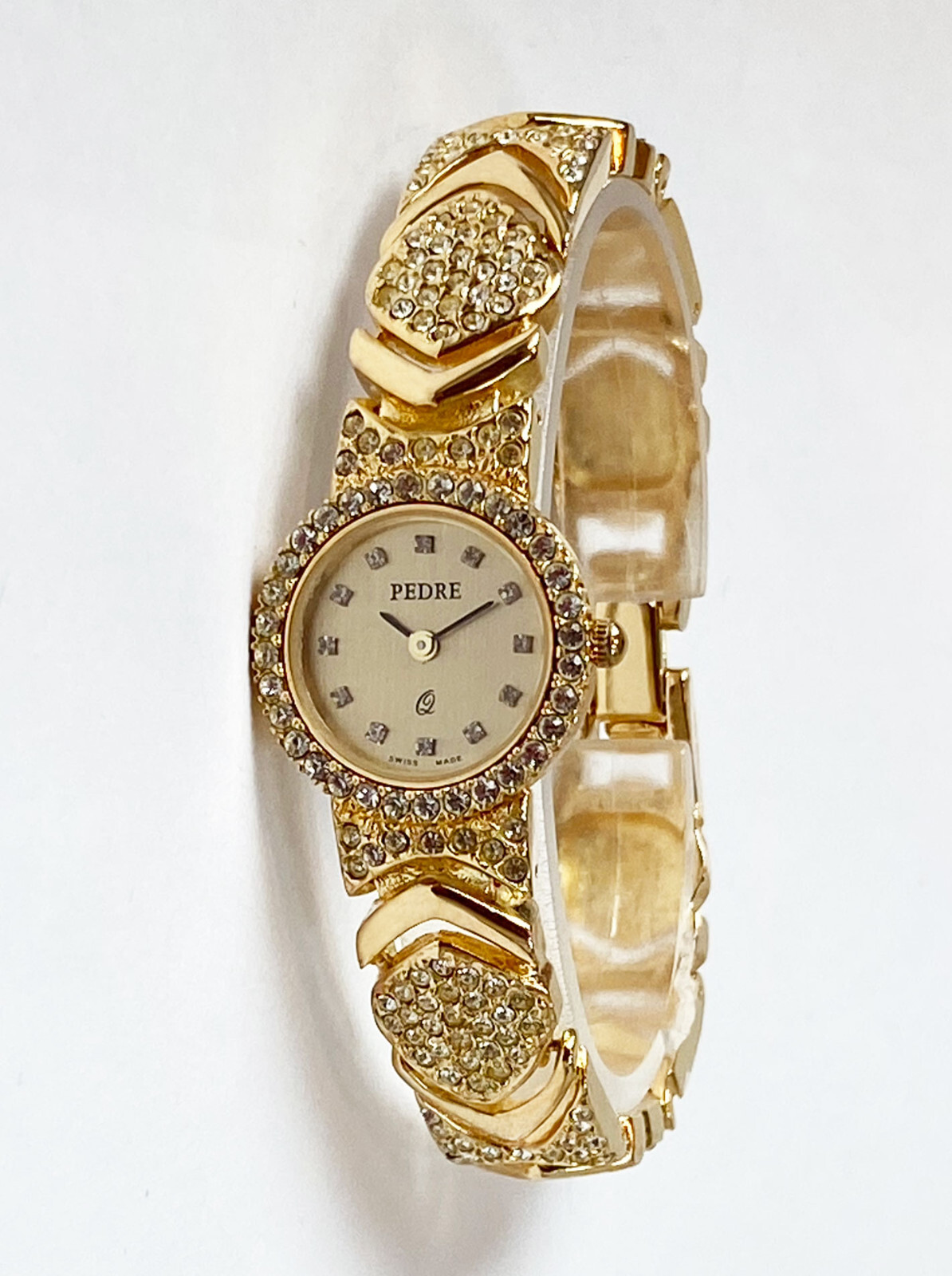 Pedre Womens Vintage Gold-Tone Crystal Bracelet Watch 4976 Swiss Made Movt Works Pedre Womens Vintage Gold-Tone Crystal Bracelet Watch 4976 Swiss Made Movt Works