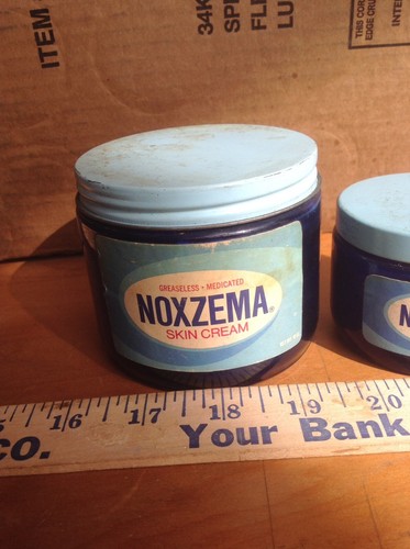 3 Vintage Noxema Skin Cream Jars Blue Jars Repurpose Collectible Decor