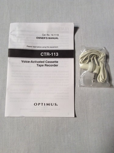 Optimus CTR-113 Voice Activated Cassette Tape Recorder/Player Portable VOX 14111