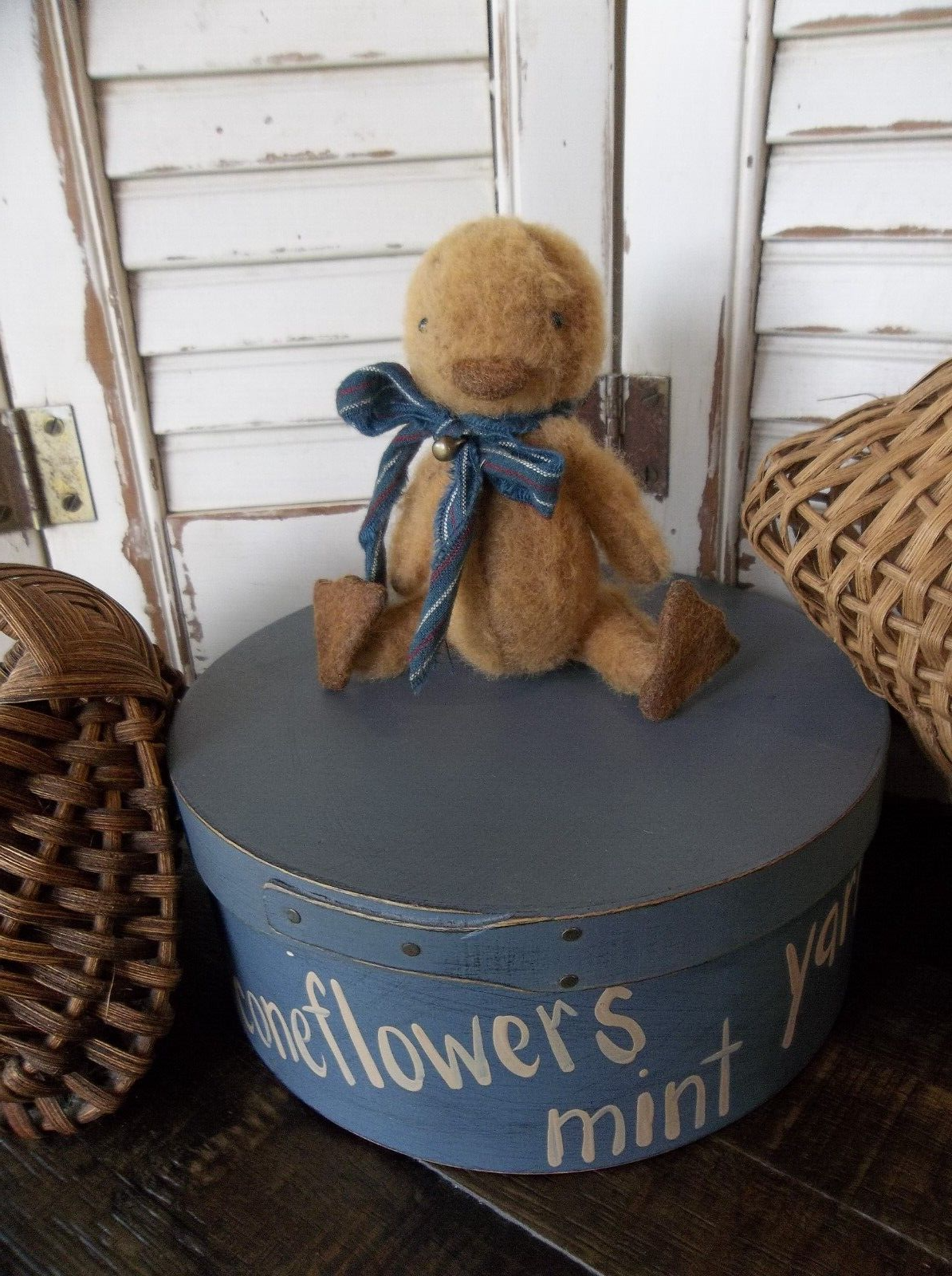 Primitive Folk Art Yellow Plush Doris Duck Spring Doll