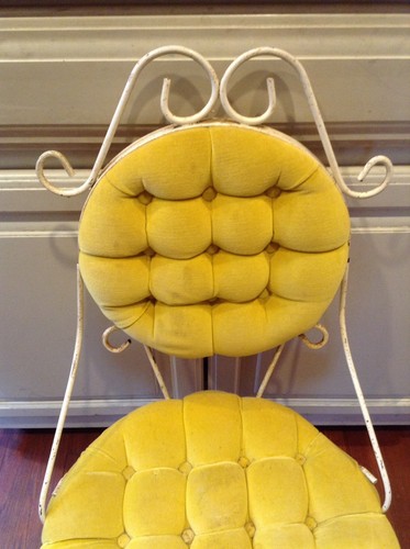 Vintage Chair Wire Metal 1950 Yellow