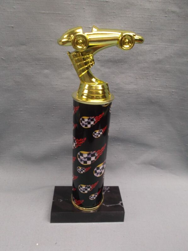 derby trophy for pinewood cub scout flame checkered flag column black base