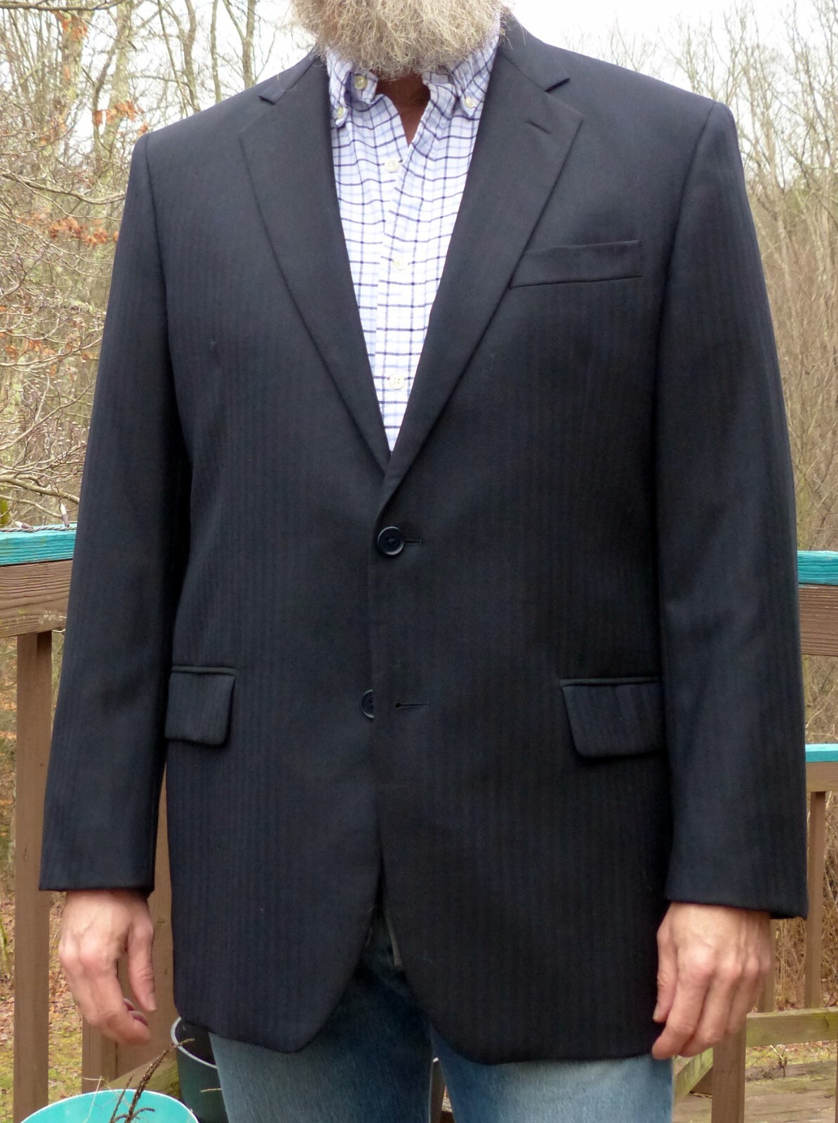 Brooks Brothers Navy Herringbone 1818 Madison Blazer Jacket 42 R