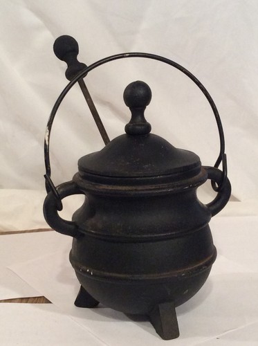 Vintage Fire Starter Pot with Pumice Wand Cast Iron