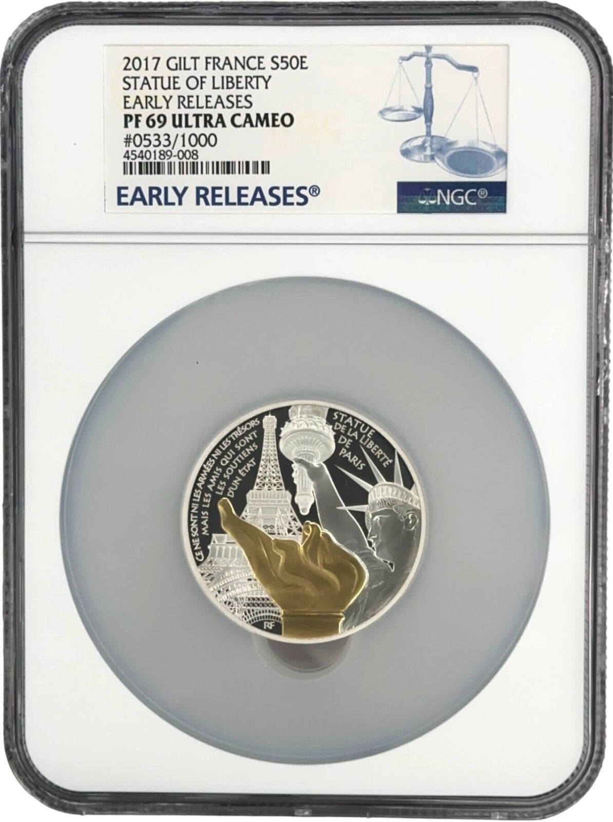 2017 S50E Gilt France Statue of Liberty NGC PF69 UCAM Early