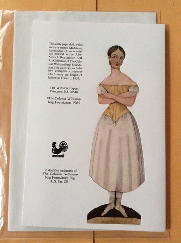 VINTAGE MADELEINE FRENCH PAPER DOLL WINSLOW PAPERS 1985 COLONIAL WILLIAMSBURG