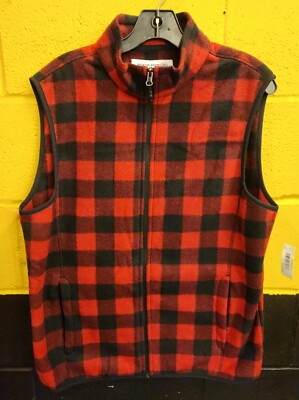 Amazon Essentials Women's Plaid Fleece Vest Size Medium Full Zip