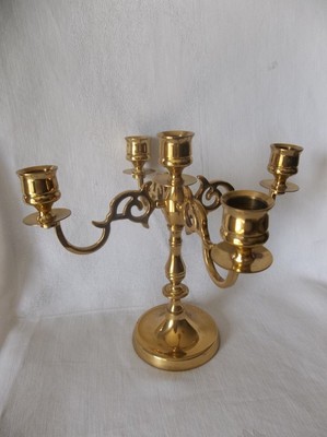 BRASS  CANDELABRA  5 HOLDER 4 ARM TALL MADE IN ENGLAND