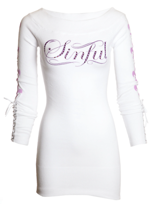 Sinful by Affliction Women's Sweater Dress Electra Biker Tattoo
