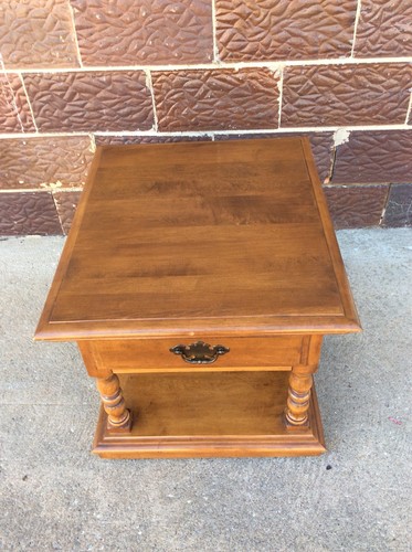 Vintage Heywood Wakefield End Table On Wheels - No 476-08 - Cinnamon - Very Good