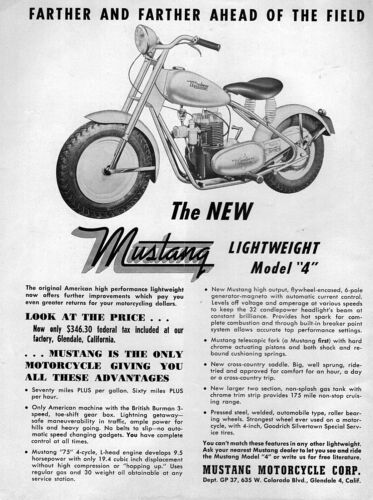 1950 Mustang Lightweight Model 4 Motor Scooter Original Ad 