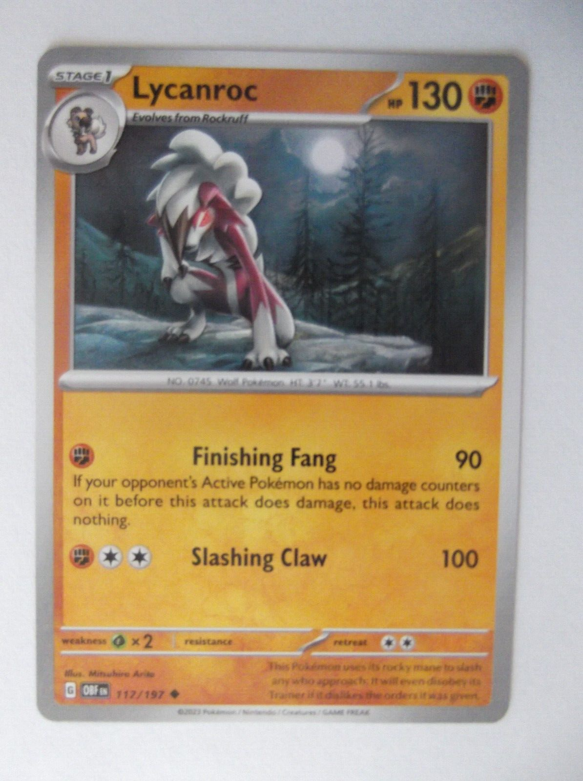 130PK117 - Lycanroc- 117/197 - Obsidian Flames - Uncommon | eBay