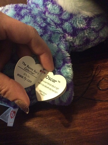 Ty Beanie Boos Oscar The Owl 8.5” Blue And Purple