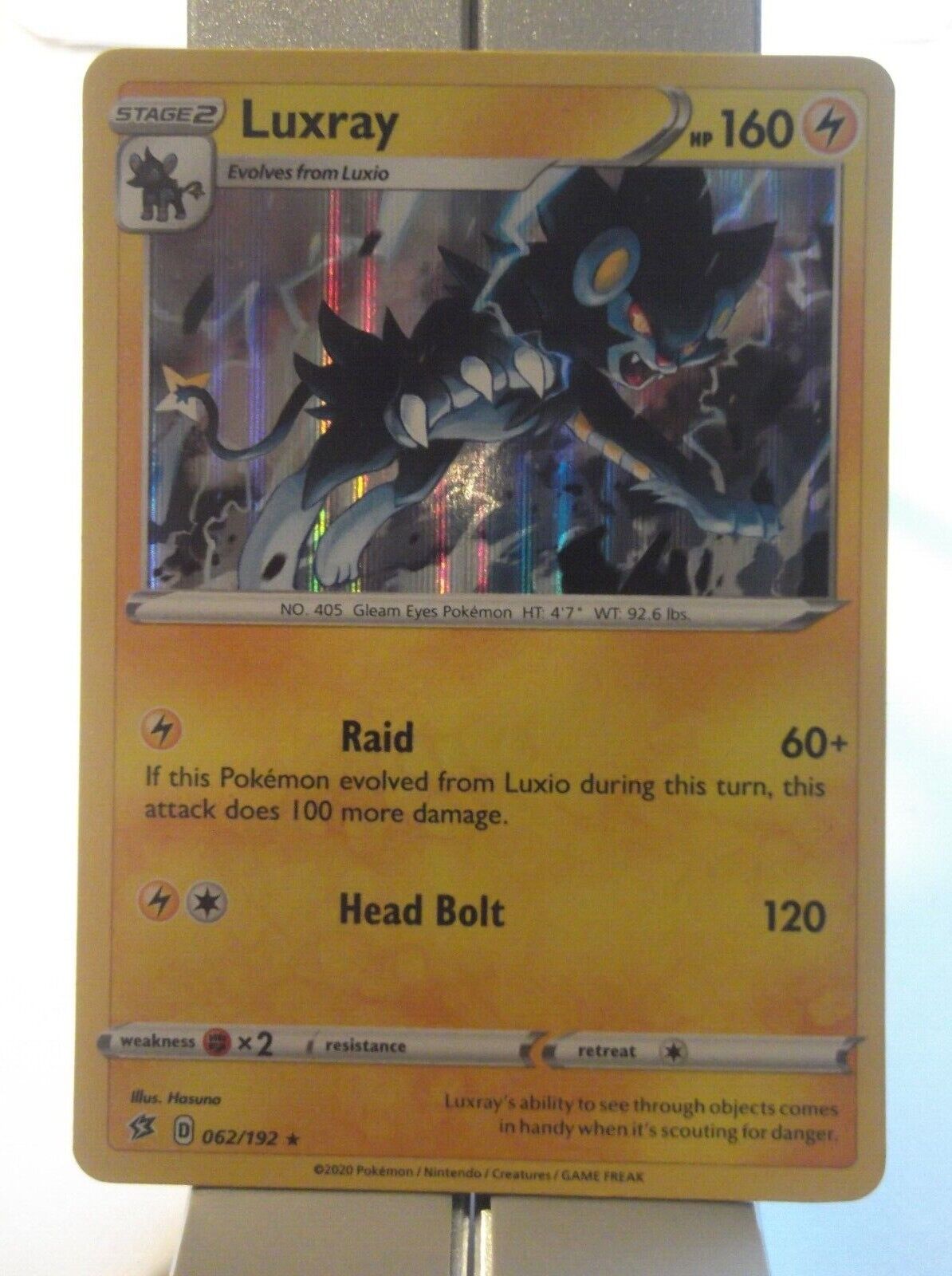 112PK062 - Luxray - 62/192 - Rebel Clash - Rare Holo - NM | eBay 112PK062 - Luxray - 62/192 - Rebel Clash - Rare Holo - NM | eBay