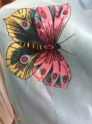 Celadon Rayon Chiffon Butterfly Sequined Fringed Shawl