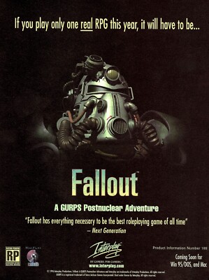 Fallout 1 PC Game 1997 Big Box Promo Ad Wall Art Print Poster Glossy 13'' x 18''