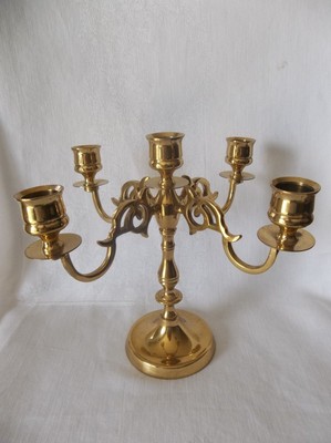 BRASS  CANDELABRA  5 HOLDER 4 ARM TALL MADE IN ENGLAND
