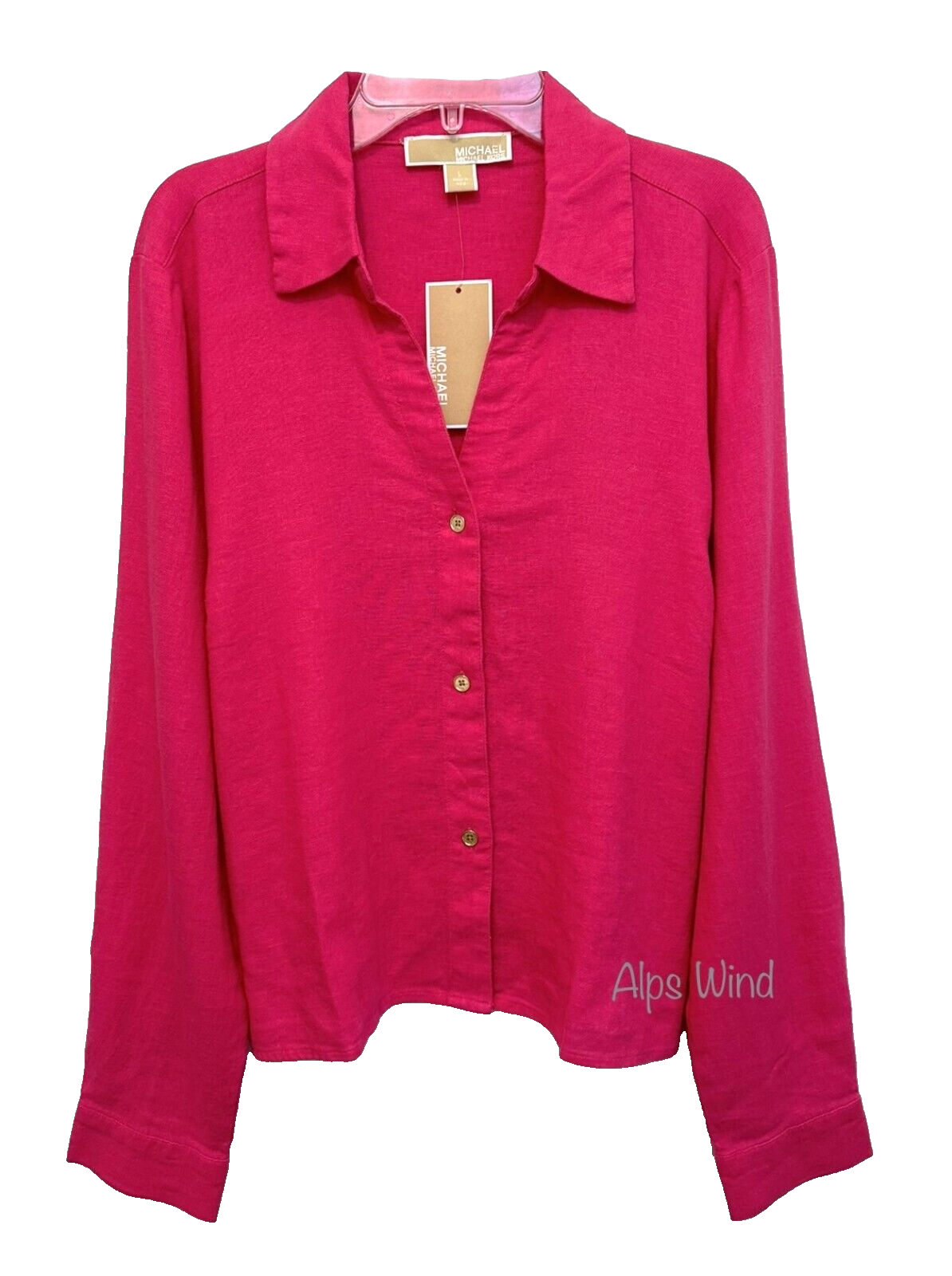 Michael Michael Kors Women Pink Linen Blend Button Up L/S