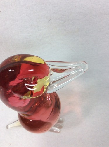 Art Glass Cranberry Pink Duck