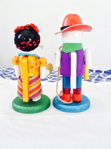 World Market Doll Figure Hispanic Latin America Folk Art Cerveza 2015 Lot Of 2