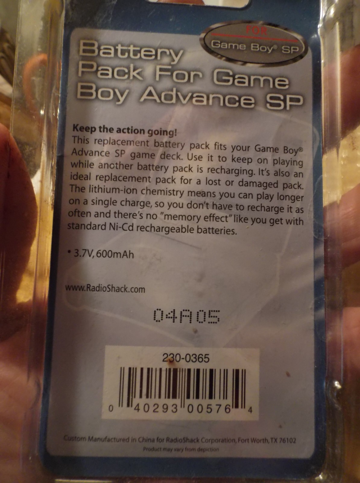 Battery Pack for Game Boy Advance SP