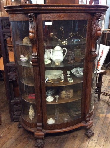 Curved glass sale china cabinet