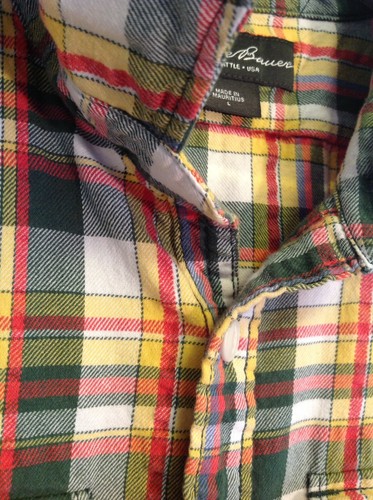 Lot Of 2 Eddie Bauer Men's Flannel Shirt Size Large 100% Cotton Green/Red Plaid