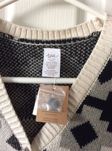 Tea Collection Tularosa Geo Cardigan Kids Cream Heather Size XL(12-14)