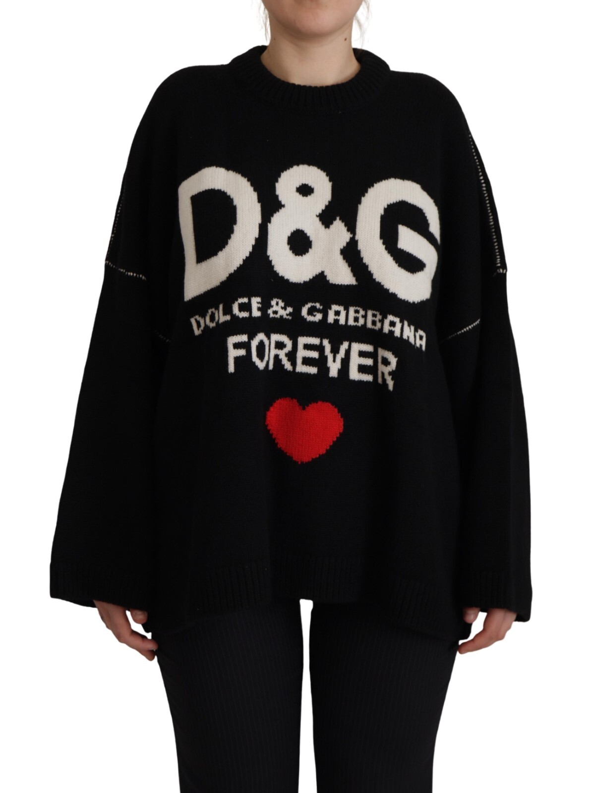 DOLCE & GABBANA Свитер Кашемир Черный DG Forever Пуловер IT46/US12/XL 1500usd