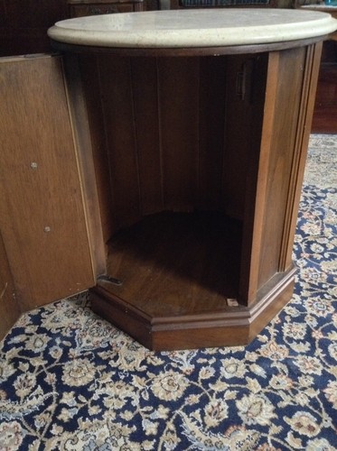 Antique Round Marble Top Cylinder Cabinet Furniture Vintage Rare Unique