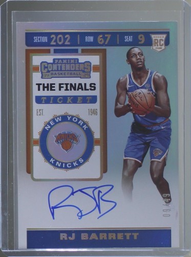 2019-20 Contenders Optic RJ Barrett Blue Prizm Rookie Ticket Auto