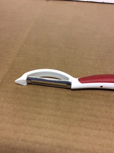 Kuhn Rikon Piranha Swivel Peeler White With Red Switzerland FREE SHIP