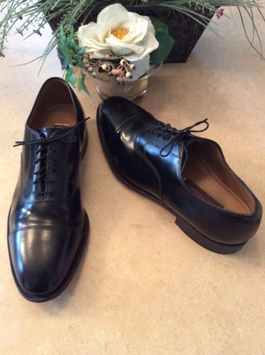 Johnston Murphy Men's Black Leather Lace Up Melton Cap Toe Shoe