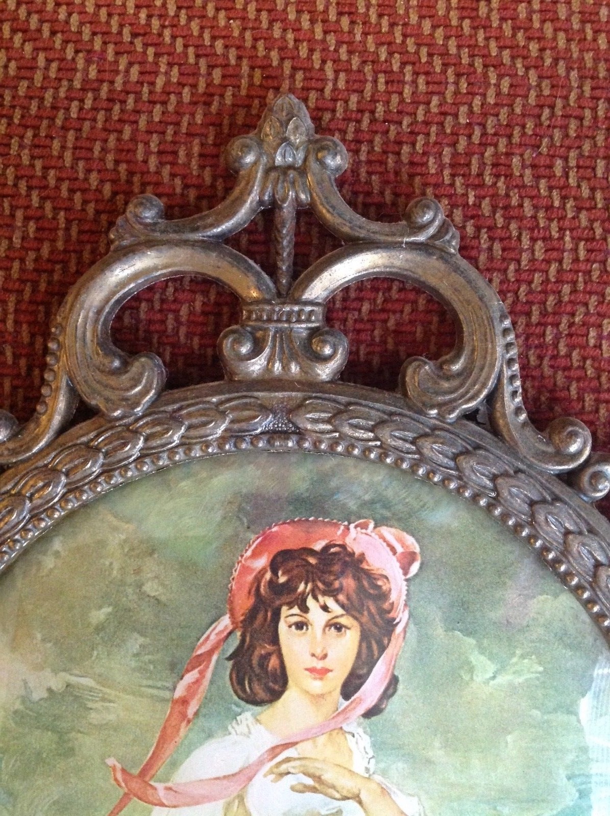 Antique HIMARK Beautiful Vintage Victorian Style Picture of Young Lady in Dress