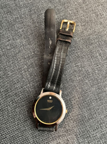 Ladies Seiko Watch Museum Style Black Dial w/Diamond 1N00