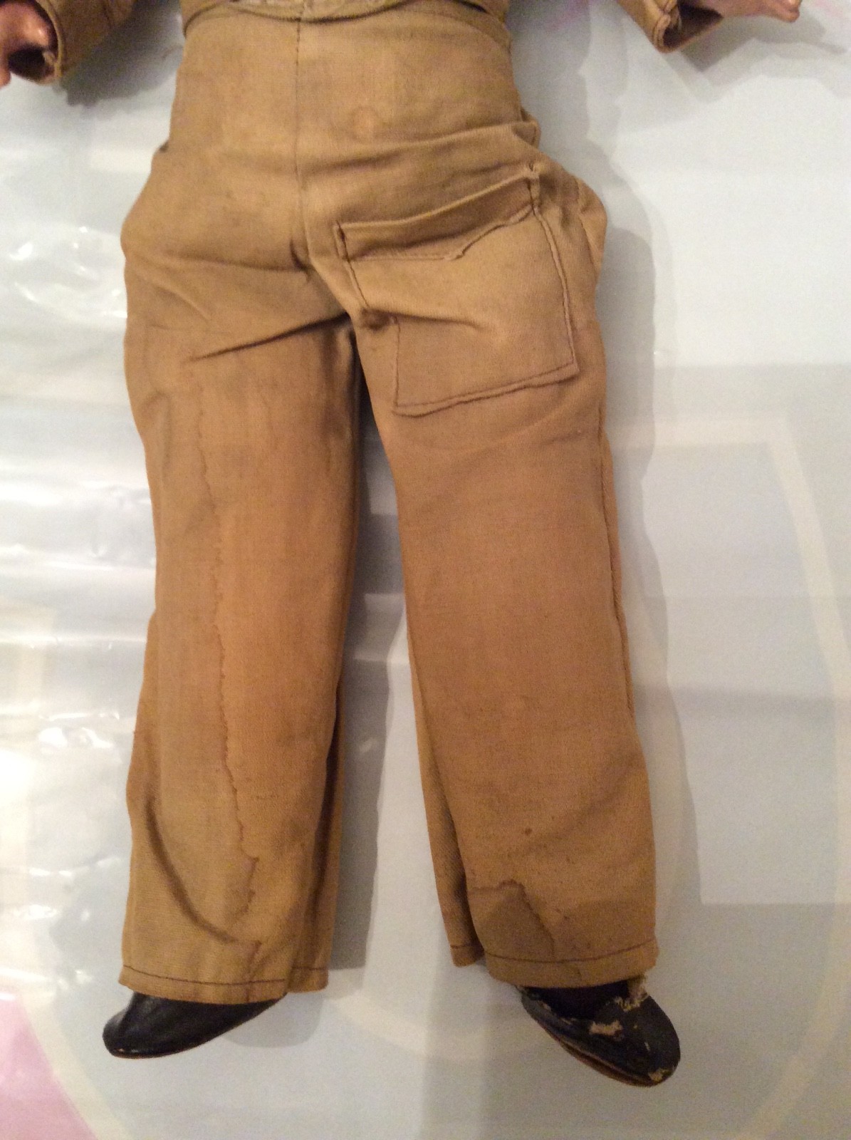 WWII Soldier Doll in Uniform Chalkware Head 20 inches Composition