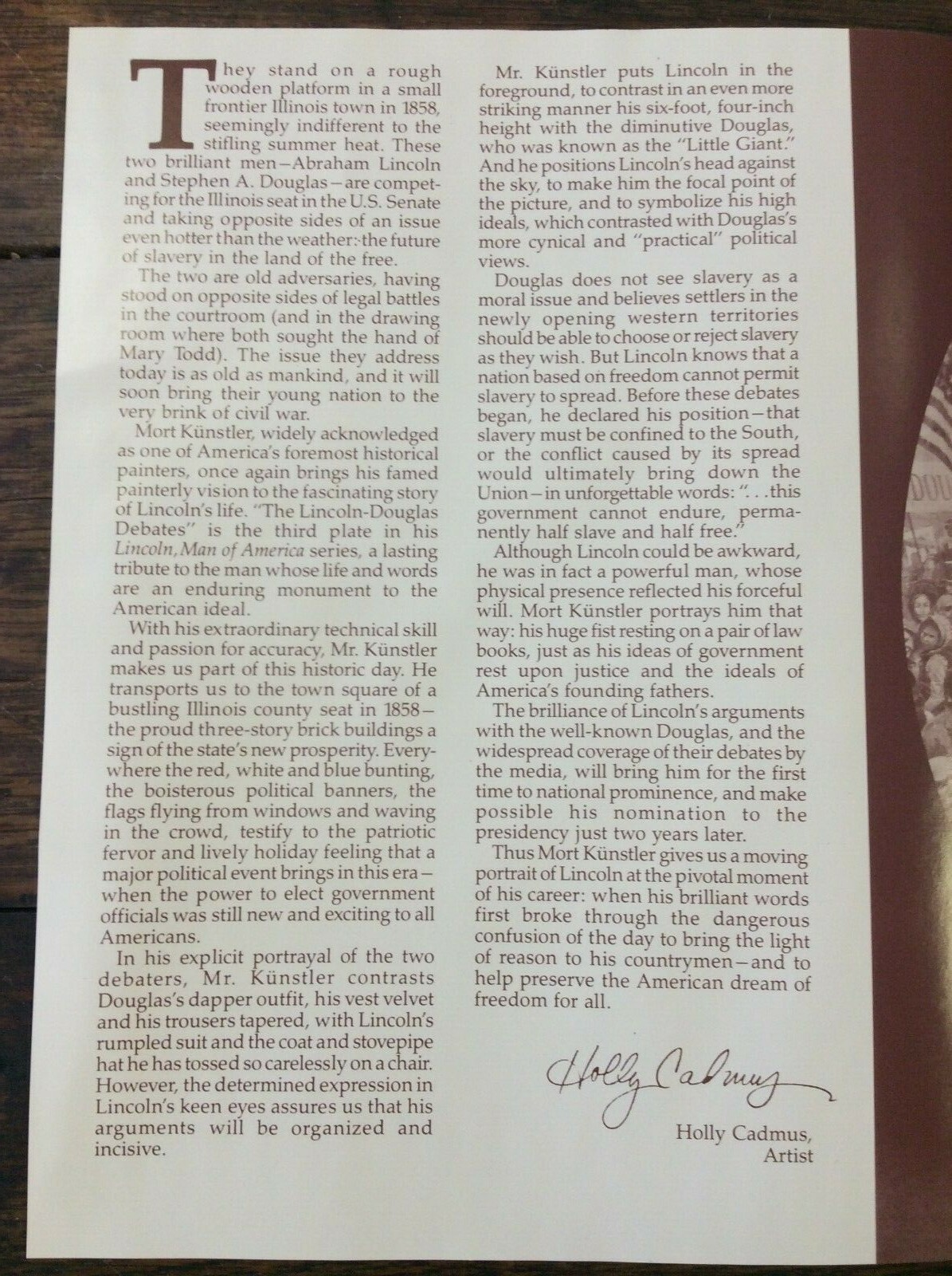 Knowles Collector Plate, Lincoln, Lincoln-Douglas Debates, Orig Box & Papers