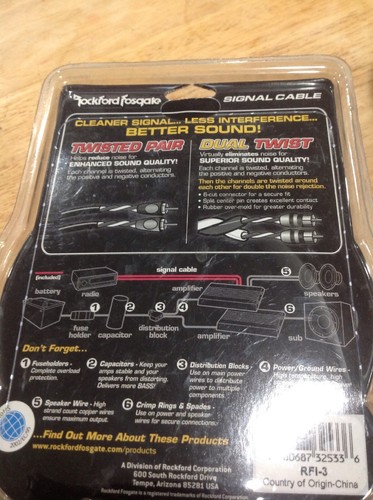ROCKFORD FOSGATE 3 Feet Twisted Pair Signal Cable RFI-3